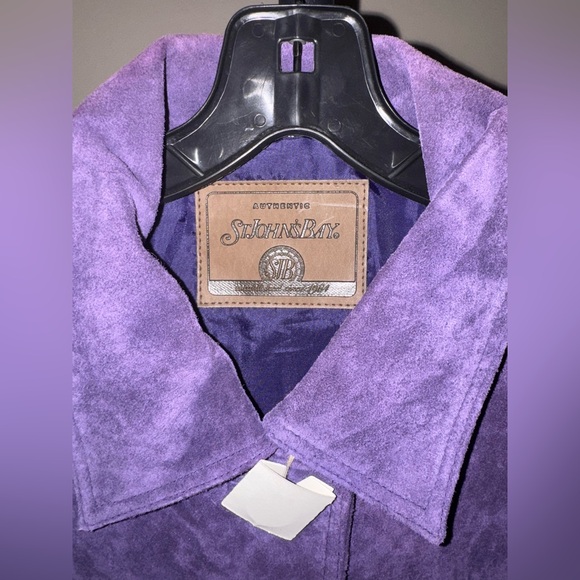 St John’s Bay Purple Suede Leather Jacket - Picture 3 of 5